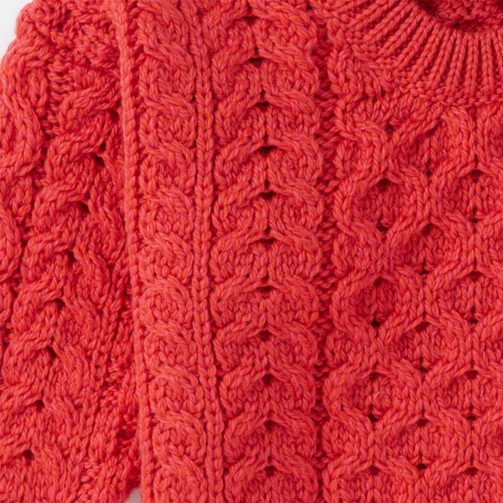 Pull Enfant Supersoft Col Rond Rouge Aran Woollen Mills