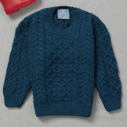 Pull Enfant Supersoft Col Rond Bleu Aran Woollen Mills