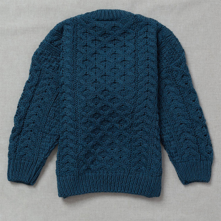 Aran Woollen Mills Child Supersoft Round Neck Blue Sweater