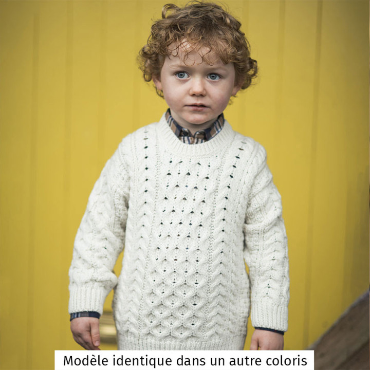 Aran Woollen Mills Child Supersoft Round Neck Blue Sweater