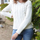 Out of Ireland Ecru V-neck Cable-knit Sweater
