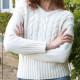 Out of Ireland Ecru V-neck Cable-knit Sweater