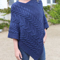 Twisted Midnight Blue Supersoft Poncho Aran Woollen Mills