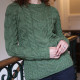 Aran Woollen Mills Cable-knit Crew Neck Green Sweater