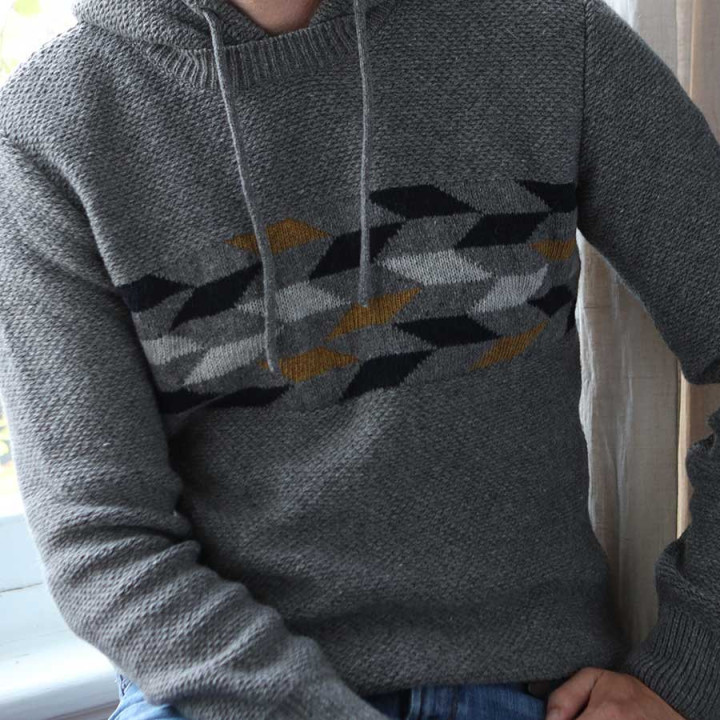 Out Of Ireland Grey Checkered Hoodie