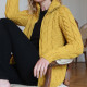 Cardigan Zippé Jaune Or Aran Woollen Mills