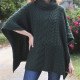 Aran Woollen Mills Dark Green Roll Neck Supersoft Poncho