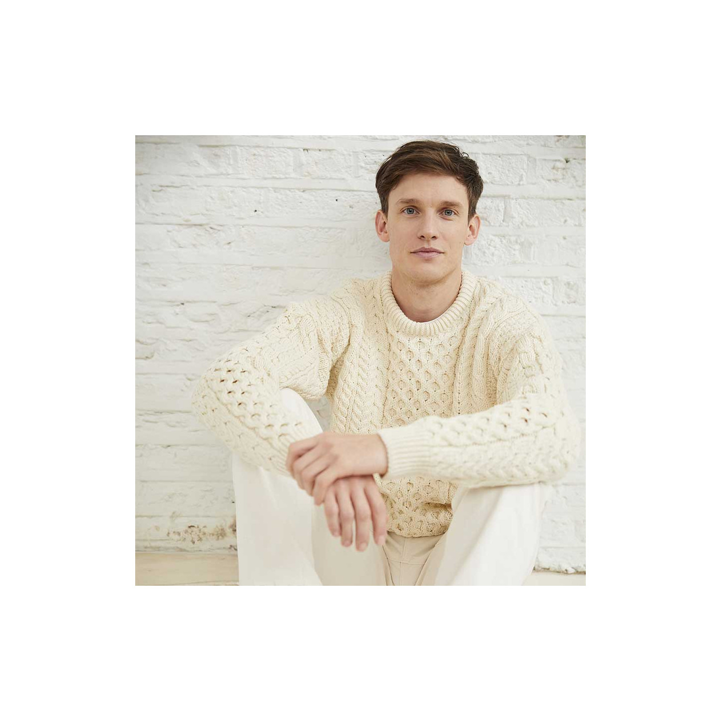 Pull 100% laine Ecru Aran Woollen Mills