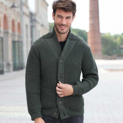 Inis Crafts Green Buttoned Merino Cardigan
