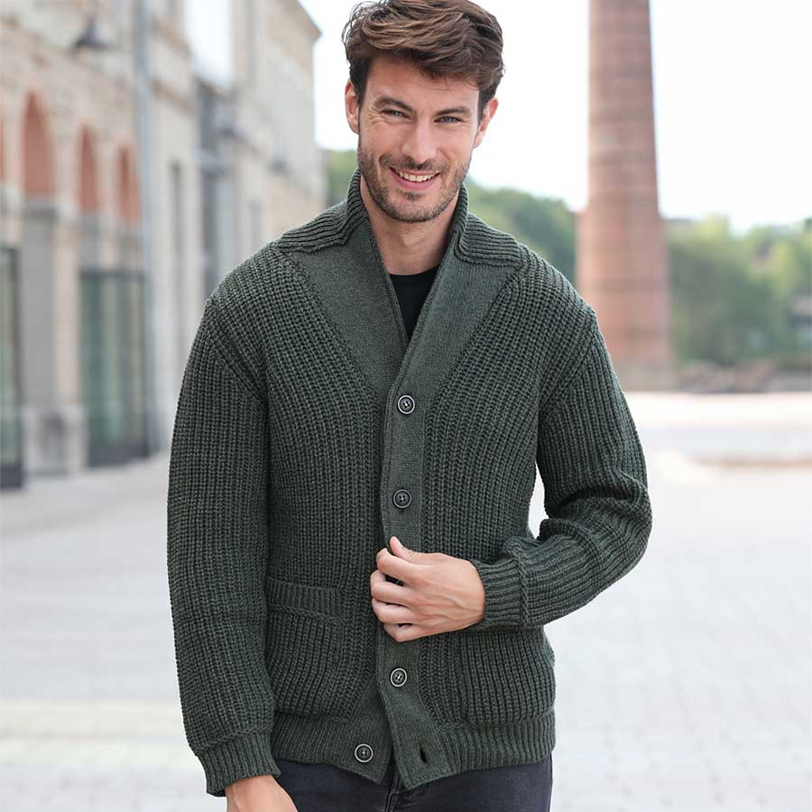 Gilet Mérinos Boutonné Vert Inis Crafts - Gilets en laine - Le Comptoir  Irlandais