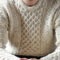 Pull Aran Col Rond Naturel Chiné Aran Woollen Mills - Le Comptoir Irlandais