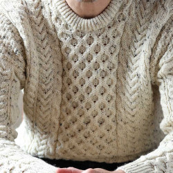Pull Aran Col Rond Naturel Chiné Aran Woollen Mills Pull Aran Col Rond Naturel Chiné Aran Woollen Mills