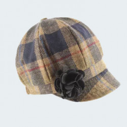 Casquette Irlandaise Tweed Camel et Marine Mucros Weavers