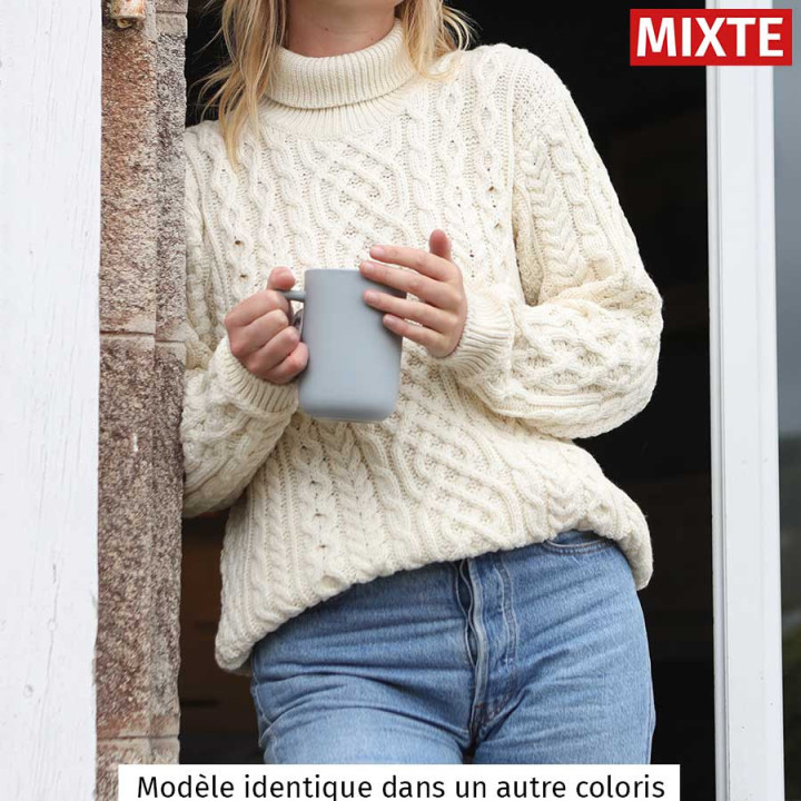 Pull Col Roulé Gris Aran Woollen Mills