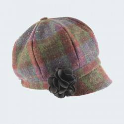 Casquette Irlandaise Tweed Bleu, Rouge et Vert Mucros Weavers