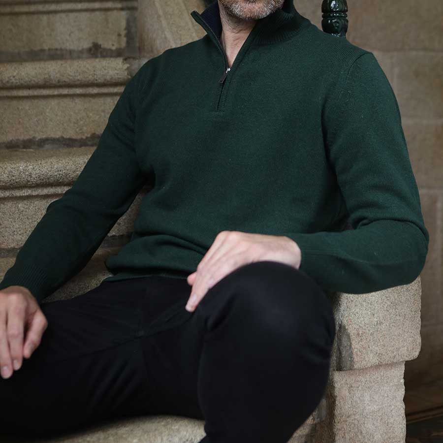 Best Yarn Green 1/2 Zip Collar Sweater - Woolen sweaters - Le Comptoir  Irlandais