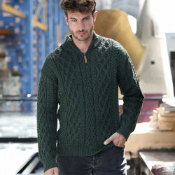 Inis Crafts Half-Zipped Green Sweater