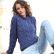 Aran Woollen Mills Midnight Blue Cable-knit Crew Neck Supersoft Sweater