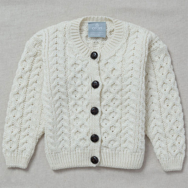 Aran Woollen Mills Ecru Supersoft Cardigan