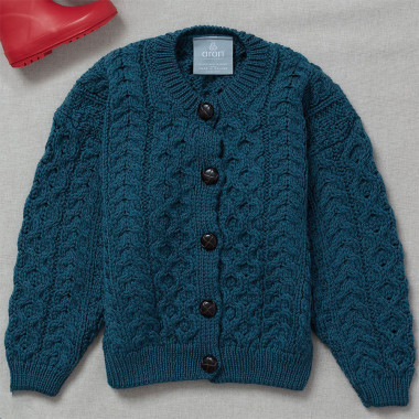 Cardigan Enfant Supersoft Bleu Aran Woollen Mills