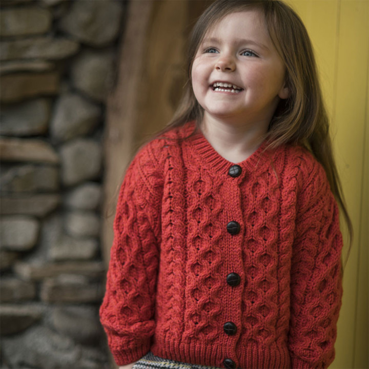 Cardigan Enfant Supersoft Rouge Aran Woollen Mills