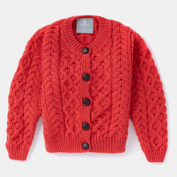 Aran Woollen Mills Children Red Supersoft Cardigan