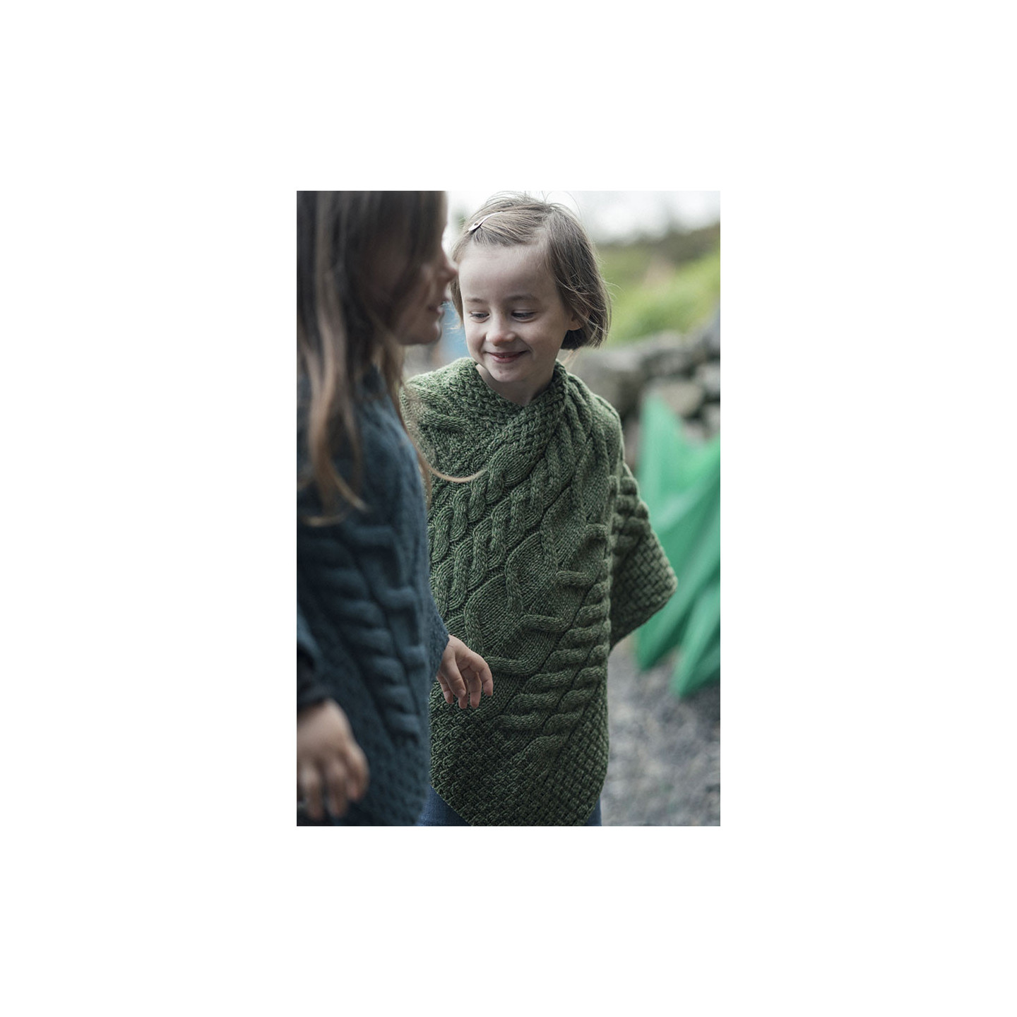 Poncho Enfant Vert Aran Woollen Mills