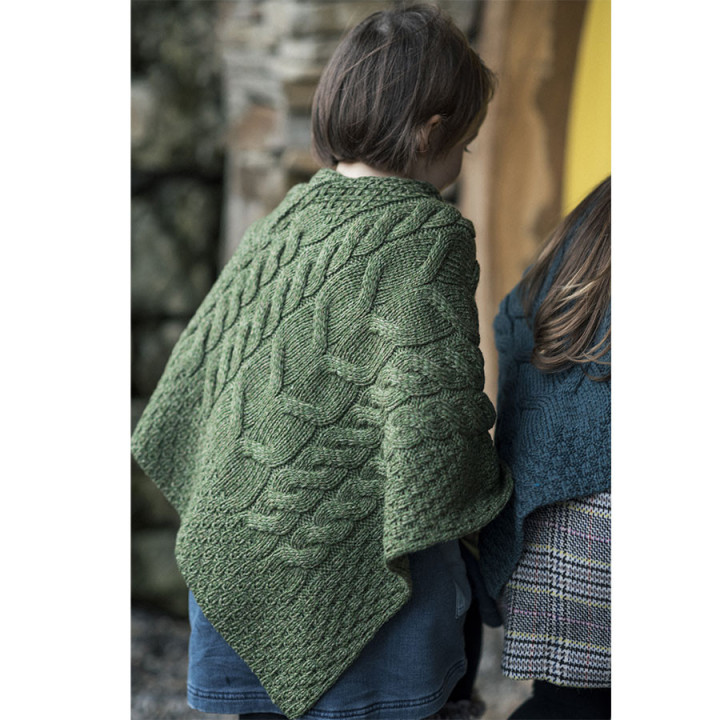 Aran Woollen Mills Children Green Poncho
