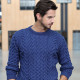 Aran Woolen Mills Blue Crew Neck Sweater