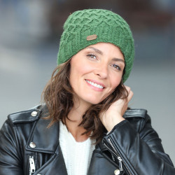 Bonnet Brooklyn Vert tricoté en laine Kusan