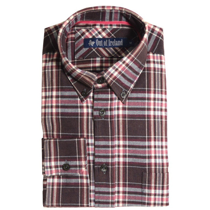 Chemise Carreaux Bordeaux et Rose Out of Ireland