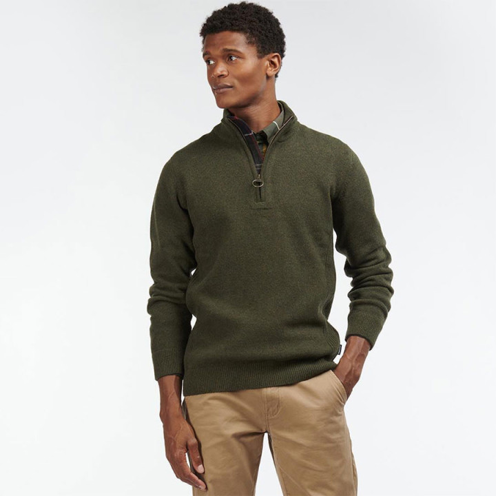 Barbour Holden 1/2 zip Olive Sweater
