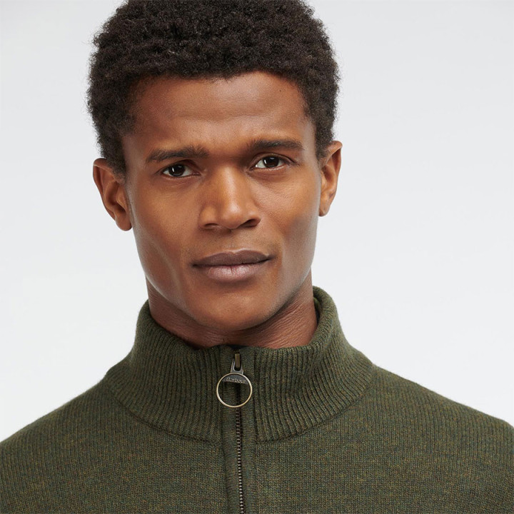 Barbour Holden 1/2 zip Olive Sweater
