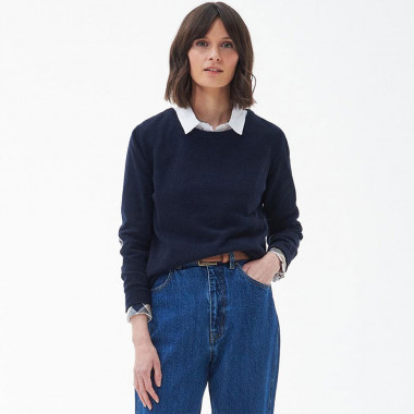 Pull Pendle Col Rond Navy Barbour