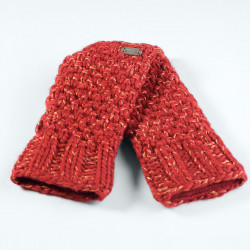Kusan Red Mittens with Shiny Thread