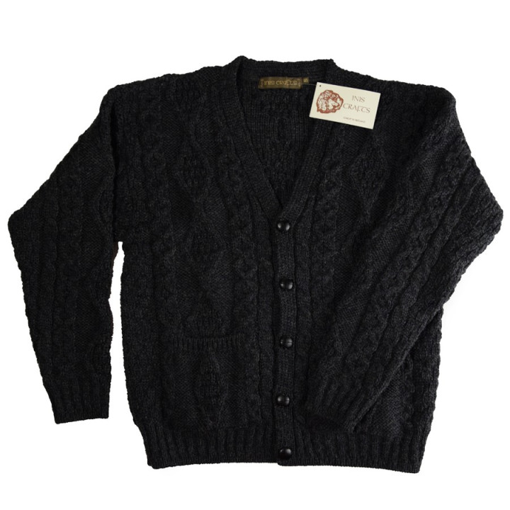 Inis Crafts Anthracite Aran Buttoned Jacket