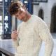Aran Woollen Mills Natural Round Collar Aran Sweater