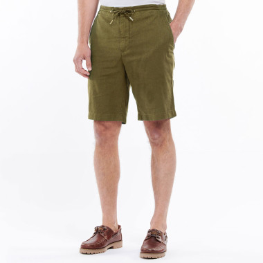 Barbour Military Green Linen and Cotton Shorts