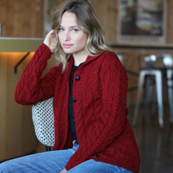 Cardigan Merino Red Aran Woollen Mills
