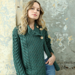 Cardigan 3 Boutons Merino Green Aran Woollen Mills