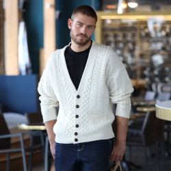 Gilet Bouton Ecru Aran Woolen Mills