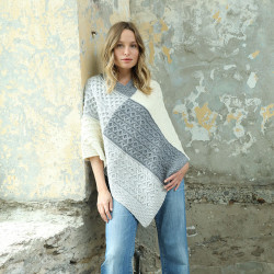 Aran Woollen Mills Twisted Patchwork Supersoft Poncho