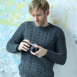 Supersoft Grey Round Neck Sweater Aran Woollen Mills