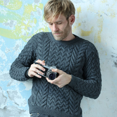 Pull Supersoft Col Rond Gris Aran Woollen Mills