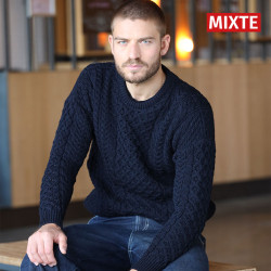 Navy Aran Woollen Mills Round Neck Sweater