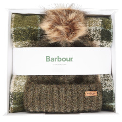 Coffret Bonnet Et Echarpe Saltburn Kaki Barbour