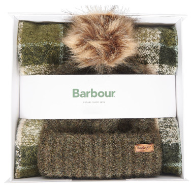 Coffret Bonnet Et Echarpe Saltburn Kaki Barbour