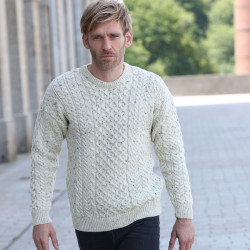 Aran Woollen Mills Natural Round Collar Aran Sweater Aran Woollen Mills Natural Round Collar Aran Sweater