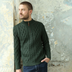 Inis Crafts Half-Zipped Green Sweater