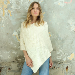 Aran Woolen Mills Ecru Twisted Poncho
